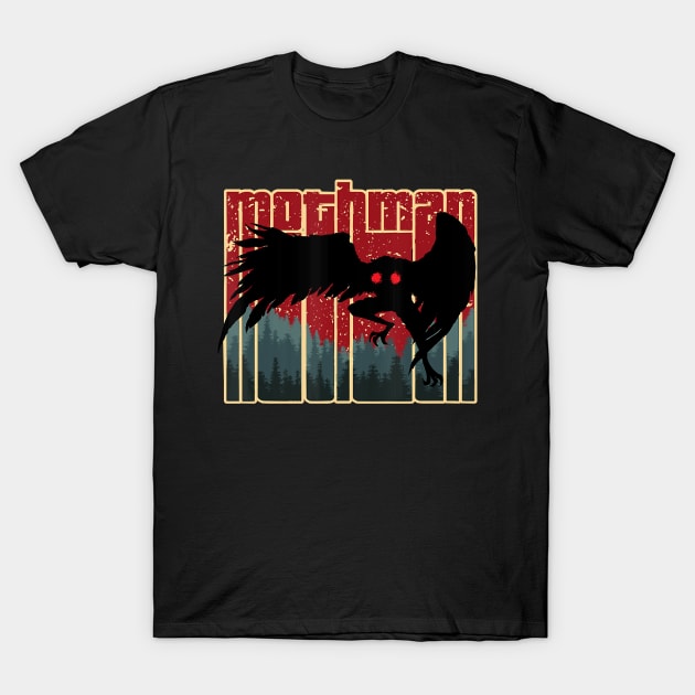 Retro Mothman - Original West Virginia Cryptid Artwork T-Shirt by sevalyilmazardal